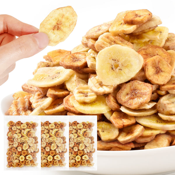 リフココ 食物繊維入り 3種のバナナチップス (プレーン 黒糖 塩) 300g ココナッツオイル使用 フィリピン産 着色料/保存料不使用 製菓材料/デザート/おやつなどに