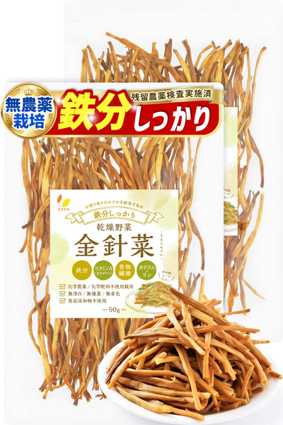 リフココ 鉄分しっかり 乾燥野菜 金針菜 (きんしんさい) 50g/150g 無漂白 無燻蒸 無着色 無農薬栽培品 食品添加物一切不使用 残留農薬検査実施済み