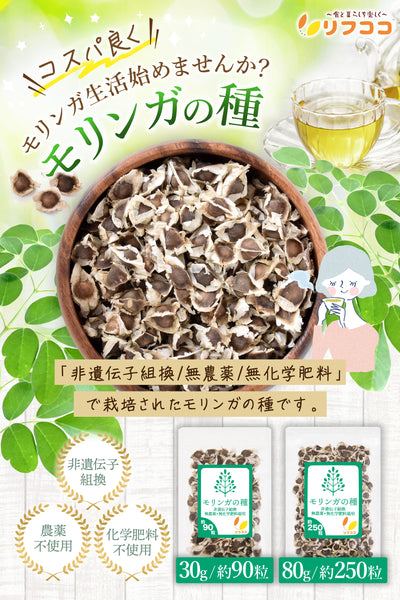 リフココ モリンガ 種  インド産 家庭栽培用 モリンガオレイフェラ（ワサビノキ科） 非遺伝子組換 無農薬/無化学肥料で栽培したモリンガの種